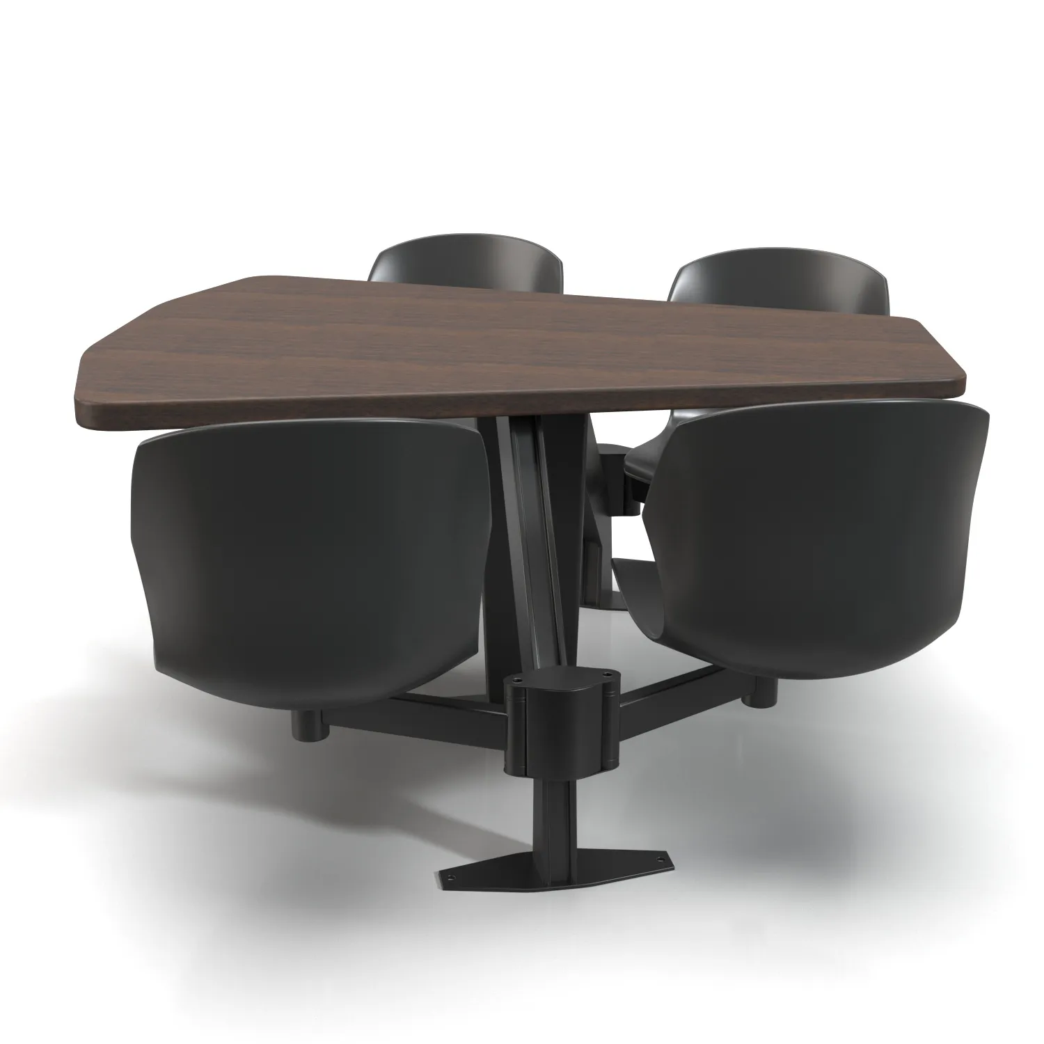 Shield Table with Plastic Bucket Seats PBR 3D Model_04